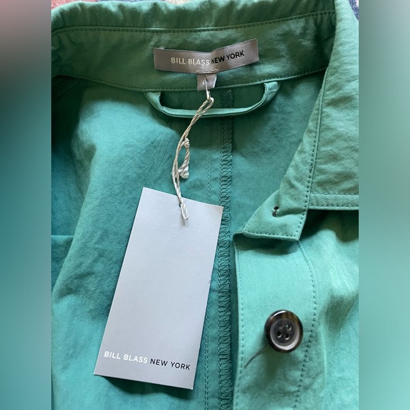 Bill Blass Sage Green Taffeta Button Front Belted Midi Dress Size 0 NWT - Picture 7 of 13